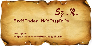Szünder Mátyás névjegykártya